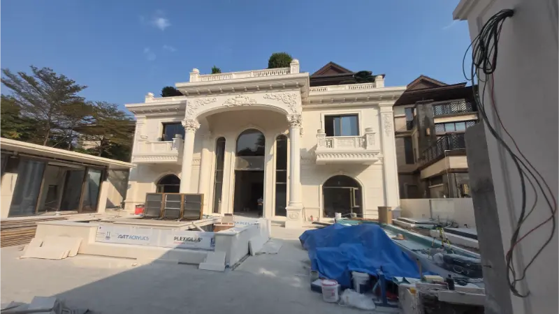 Blueway Villa fedett uszoda beépítési és szétszerelési projekt: Emerald Mountain Villa, Songshan-tó, Dongguan